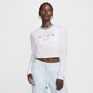Nike Women's White Long Sleeve Crop Top
